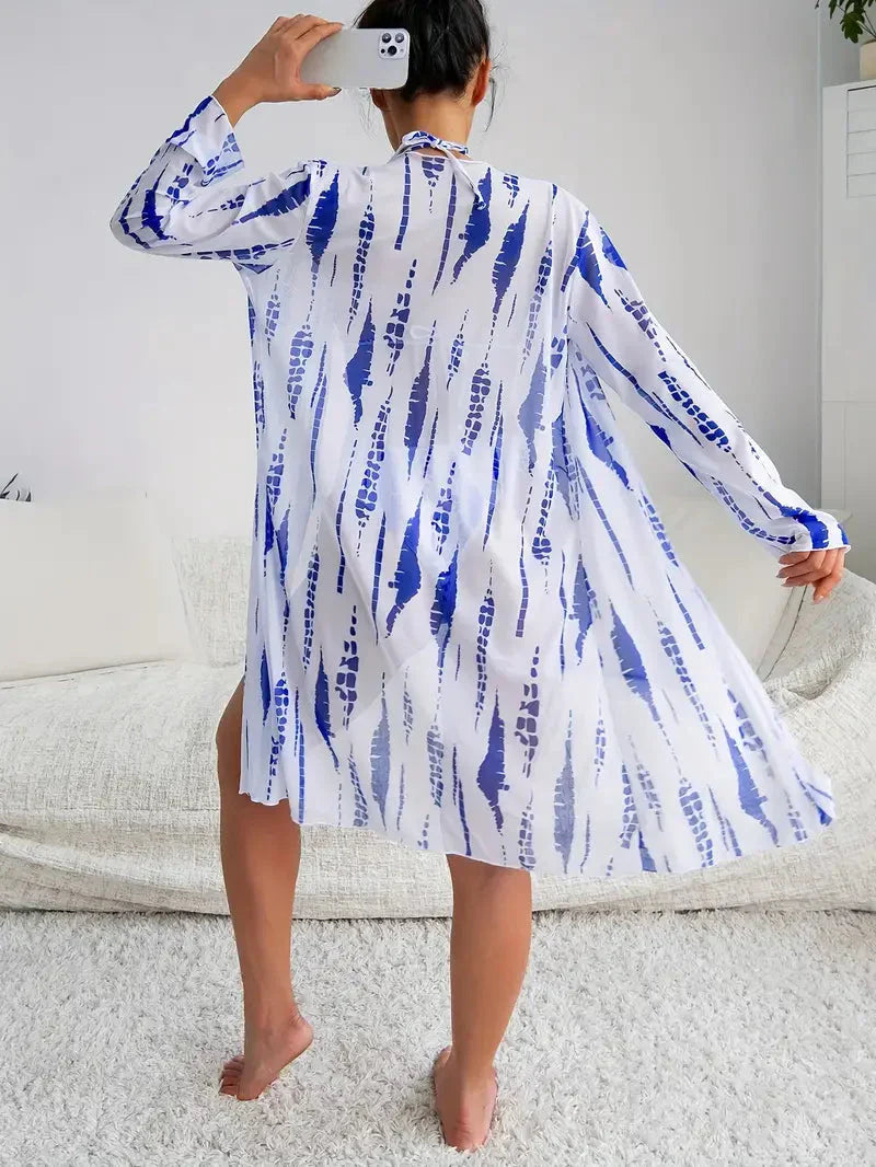 Dam Bikiniuppsättning Triangel Högklipp Polyester-4