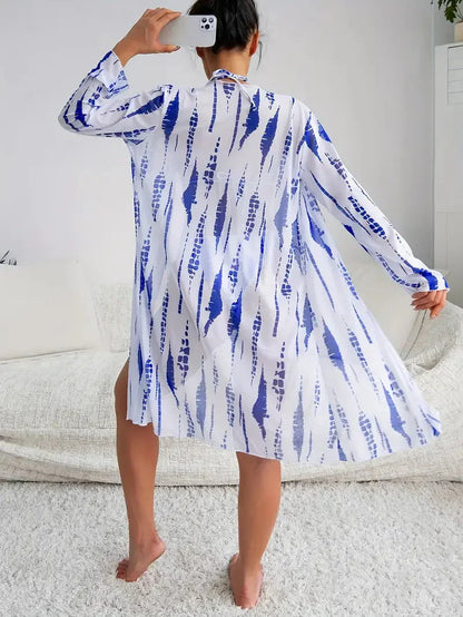 Dam Bikiniuppsättning Triangel Högklipp Polyester-4