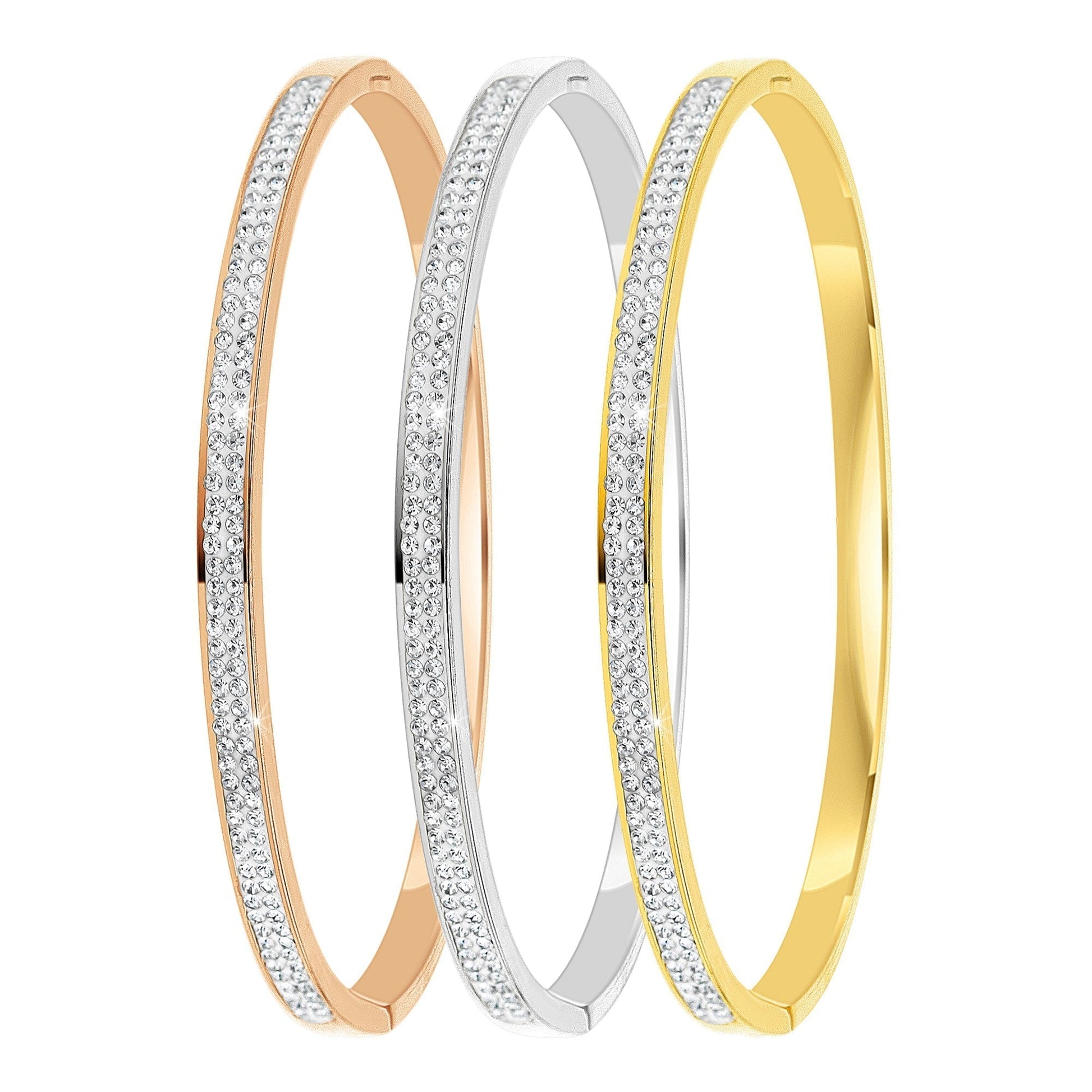 Dam Trioarmband i Rostfritt Stål med Kristaller Elegant Justerbar Accessoar-3