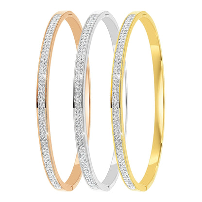 Dam Trioarmband i Rostfritt Stål med Kristaller Elegant Justerbar Accessoar-3