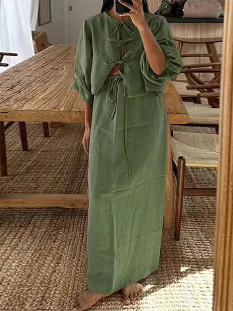 Variant image for Dam Stickklänning Broderad Kontrastfärger Stickmaterial-9