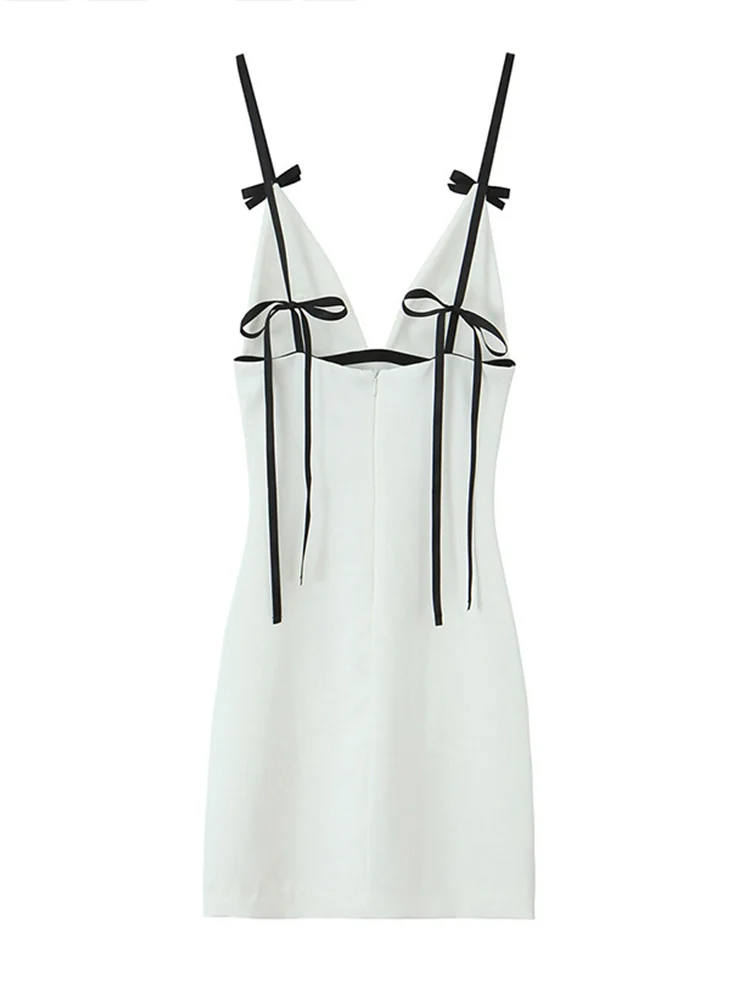 Kvinnoklänning Lång V-halslinje Med Knut Spetsdetalj Högkvalitativt Tyg-4