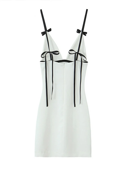 Kvinnoklänning Lång V-halslinje Med Knut Spetsdetalj Högkvalitativt Tyg-4