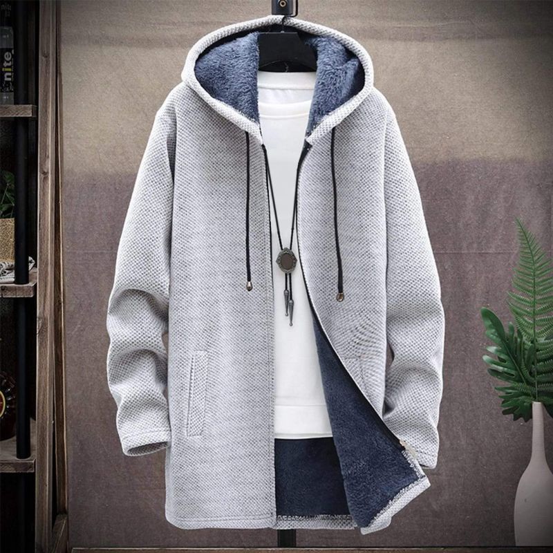 Hoodie Herr Avslappnad Design Mjuk Fleece Med Sidfickor-1