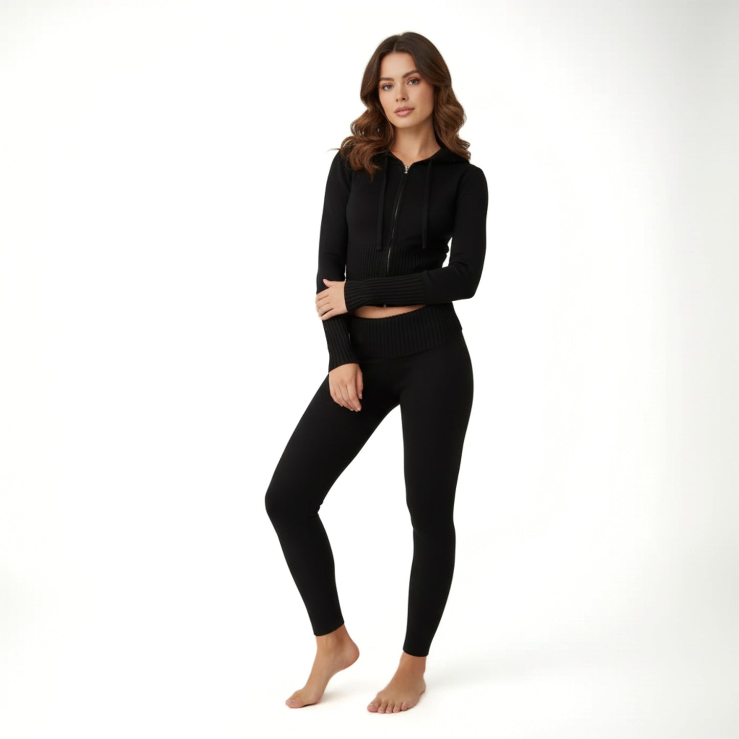Dam Loungewear Set Tvådelat Mjuk Polyester Cardigan och Byxor