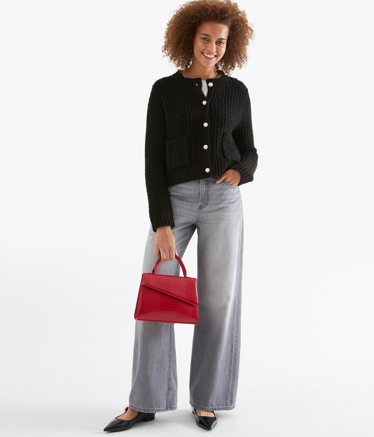 Dam Cardigan Stickad med Knappstängning 100% Akryl-2