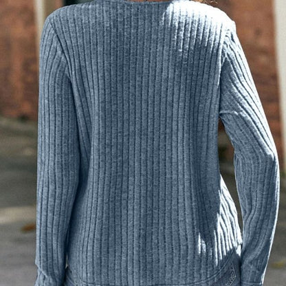 Dam Tröja Ribbad med Spetsdetaljer i Viskos och Polyester-3