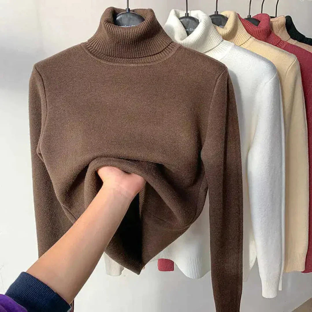 Dam Turtleneck Tröja Ullmix Avslappnad-3