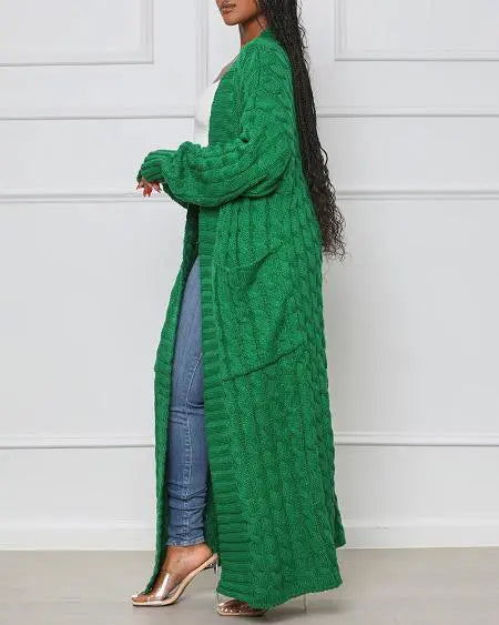 Kvinna Lång Kofta Modern Akryl Cardigan-3