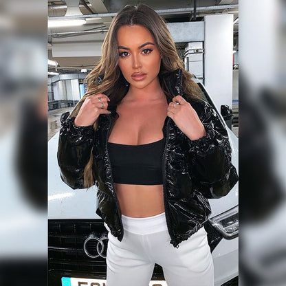 Lång Vinterrock Dam PU-Läder Elegant Design för Kalla Dagar 2