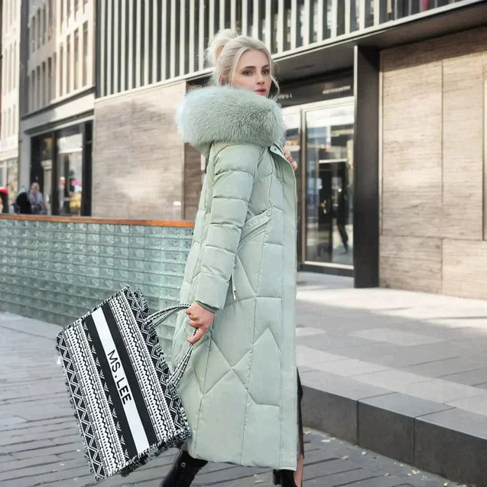 Dam Kappa Elegant Konstgjord Päls för Kalla Vinterdagar-3