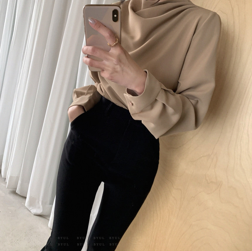 Dam Skjorta Oregelbunden Långärmad Polyester 3