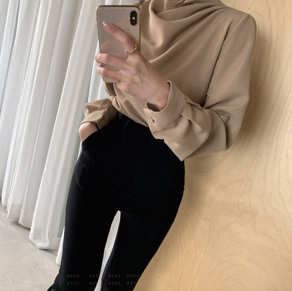 Dam Skjorta Oregelbunden Långärmad Polyester 3