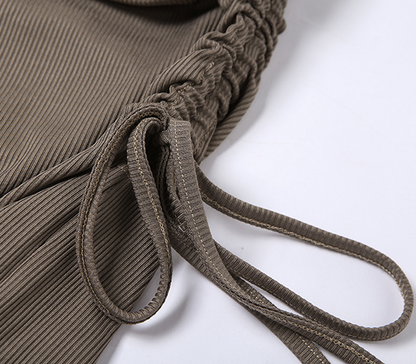 Kvinna Miniklänning Avslappnad Stil Polyester med Dekorativ Snörning-5