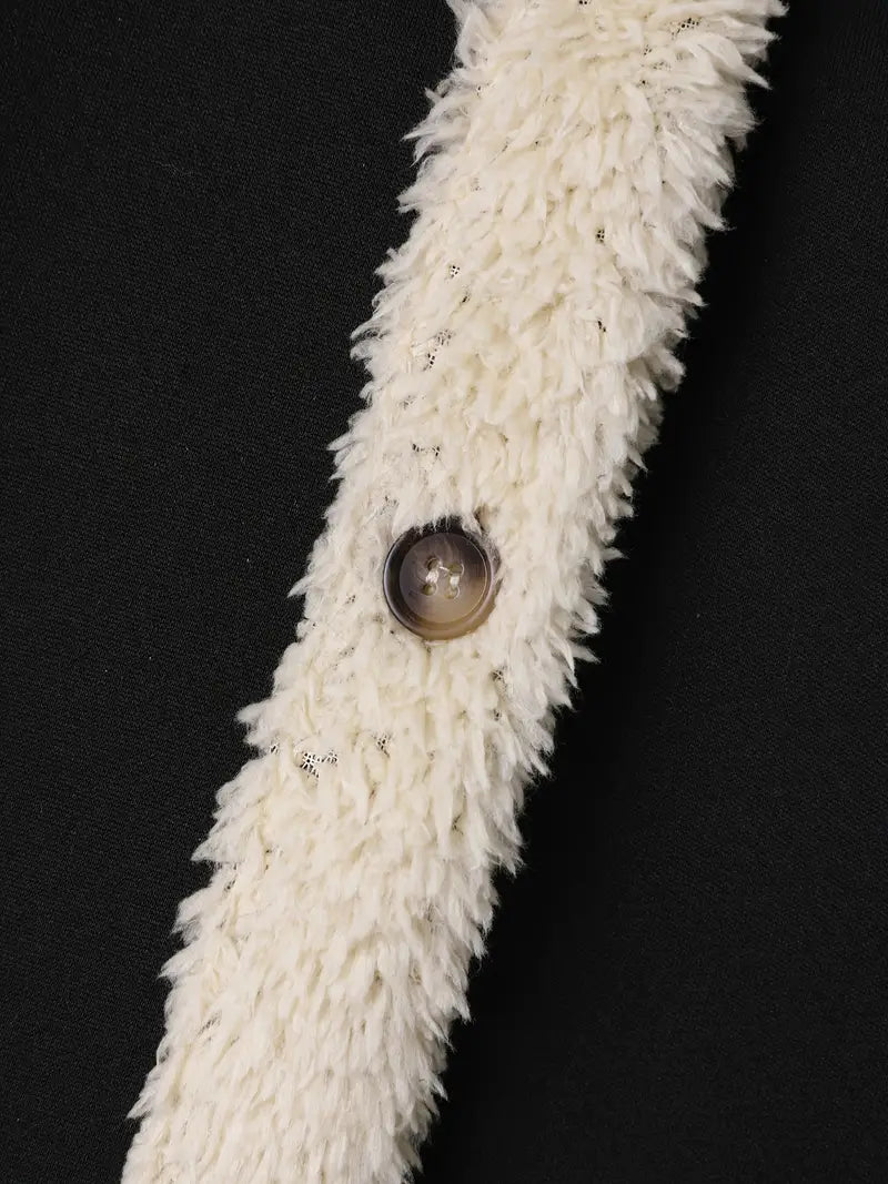 Dam Fleece Kappa med Huva Vinter Svart-5