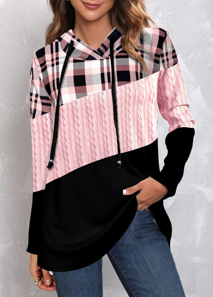 Huvtröja Dam med Tartan Mönster – Lätt och Andningsbart Material, Normal Passform, Perfekt för Vardagsbruk 3