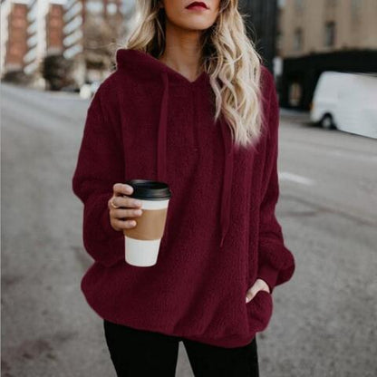 Kvinnors Hoodie Fluffig Avslappnad Vinterdesign Mjuk Tyg 13