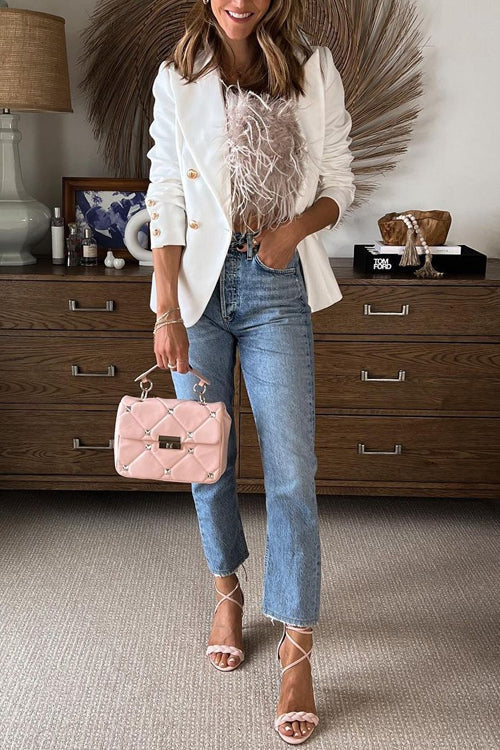 Festtoppar Dam Stropplös Topp med Fjäderdetaljer i Konstgjorda Fjädrar-3