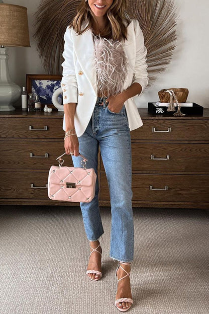 Festtoppar Dam Stropplös Topp med Fjäderdetaljer i Konstgjorda Fjädrar-3