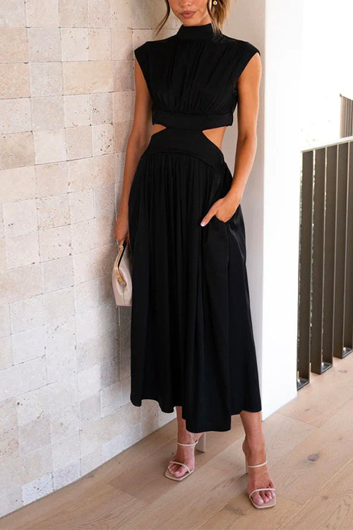 Dam Maxi Klänning A-Linjeform Mockneck Bomull-3