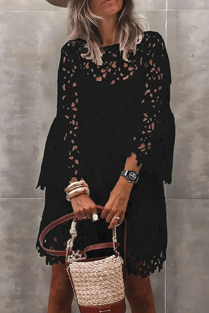 Variant image for Kvinna Spetsklänning med Urtagna Ärmar i Bomull och Polyester-5