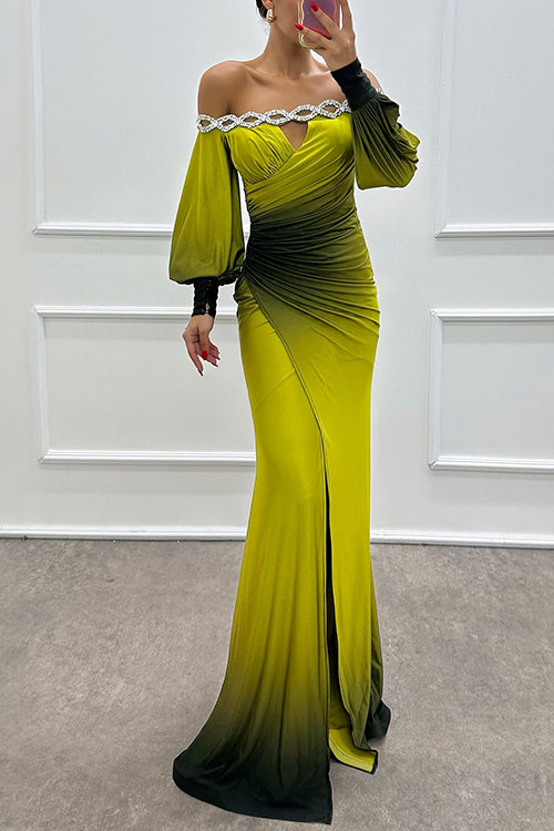 Variant image for Maxiklänning Dam Off-Shoulder Rynkad Midja Tie Dye Bomull Polyester-25