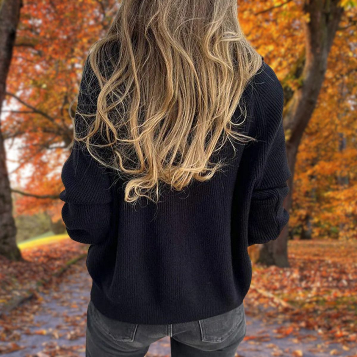 Dam Hoodie Halv Dragkedja Mjuk Stickad Kvalitet-2