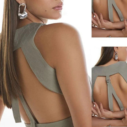 Kvinnors Kostym Ärmlös Färgblock Polyester-4