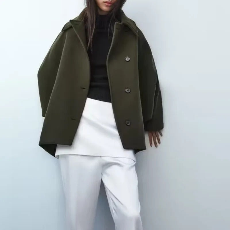 Dam Kappa Kort Modern med Polo och Huva i Blandat Tyg 2