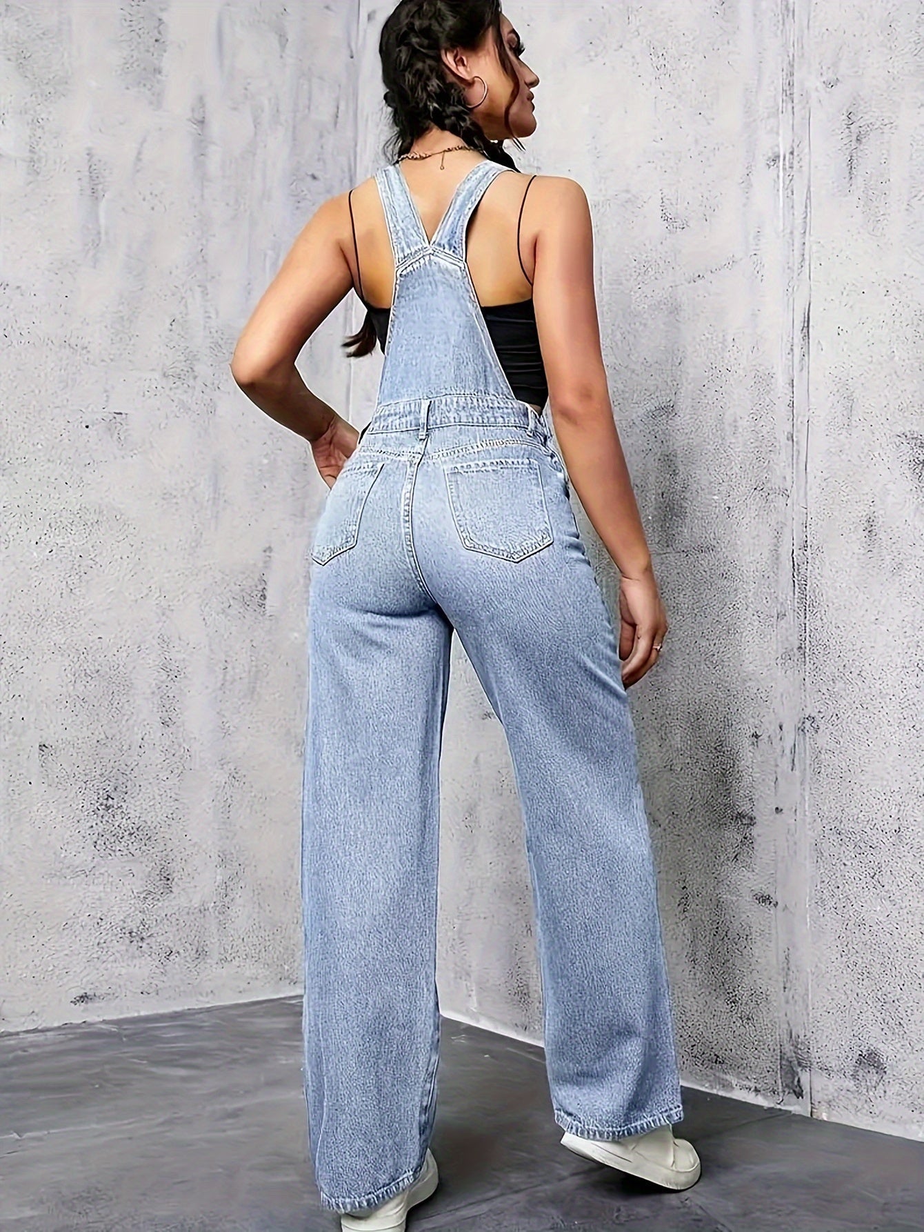 Dam Overall Bred Ben Denim Komfortabel Avslappnad Stil-2