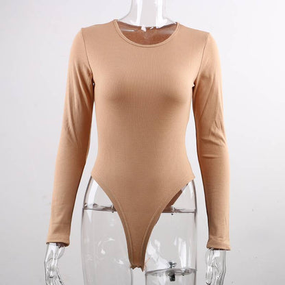 Dam Bodysuit Långärmad V-hals Monokrom Polyester och Bomull 3
