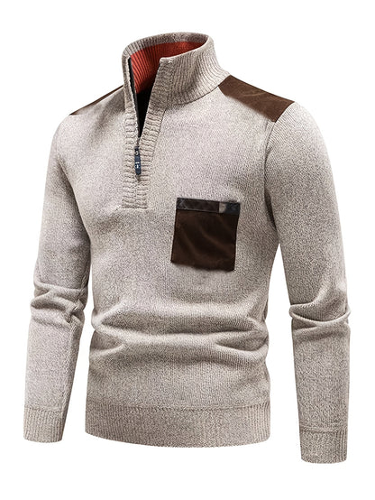 Dam Tröja Färgblockdesign med Kvart Blixtlås och Stand-Up Krage i Flexibelt Tyg-4