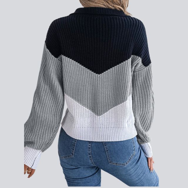 Dam Sticktröja Färgblock Mjuk Akryl-4