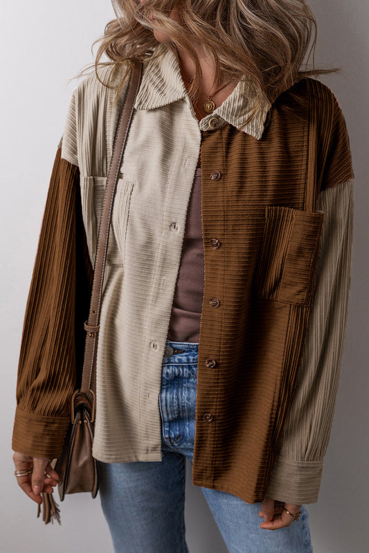 Dam Shacket Corduroy Knappdesign med Bröstfickor 1