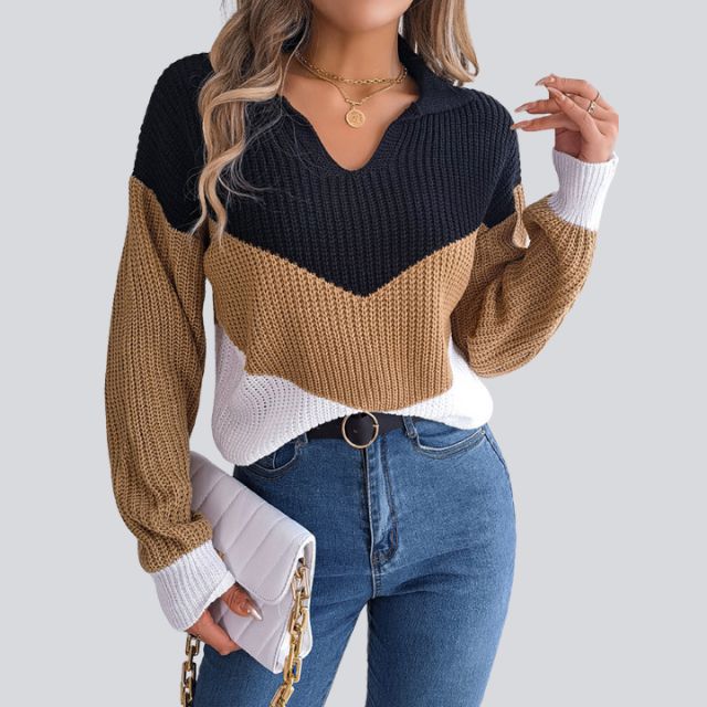 Variant image for Dam Sticktröja Färgblock Mjuk Akryl-1