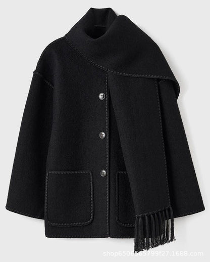 Elegant Damjacka med Halsduk i Polyester för Vardag och Fest – Komfortabel Passform, Tidlös Design 8