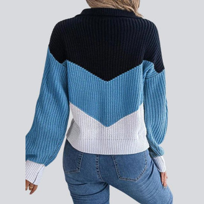 Dam Sticktröja Färgblock Mjuk Akryl-3