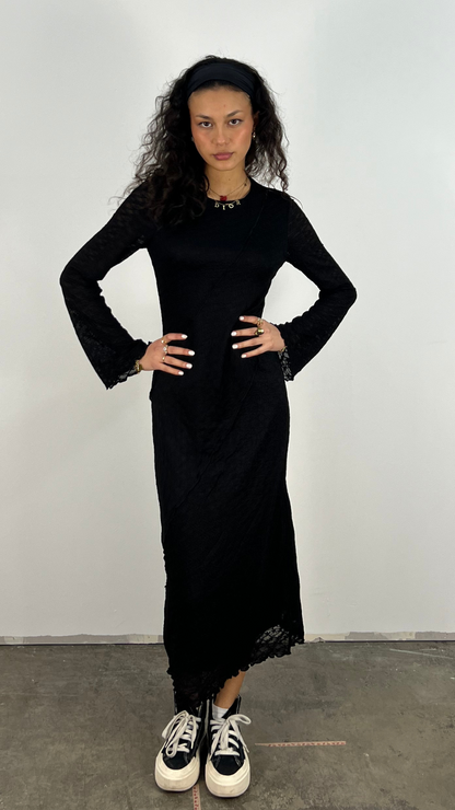 Damklänning Långärmad Ogenomskinlig Polyester Snäv Passform-4