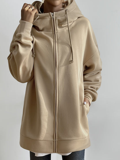 Variant image for Lång Hoodie Dam Zip-up Plysch för Kalla Dagar-17
