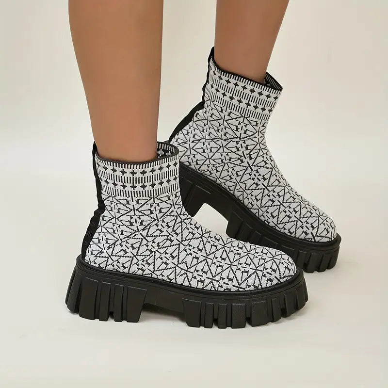 Variant image for Dam Plattformsstövel Geometrisk Design Syntetisk Material-8