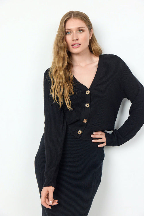 Dam Blus med Stora Knappar Viskosblandning Långa Ärmar-1