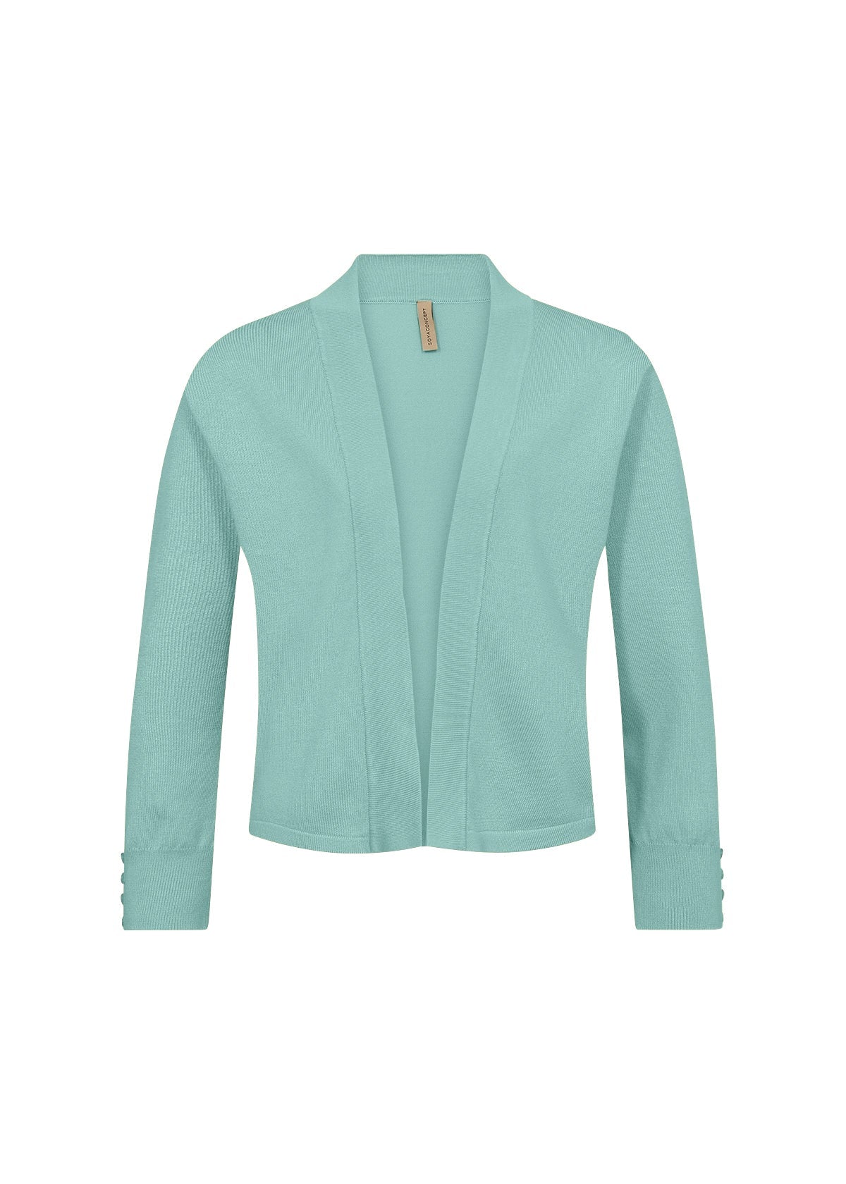 Lång Cardigan för Dam med Öppen Front i Turkos – Viskosnylonblandning, Långa Ärmar, Normal Passform 4