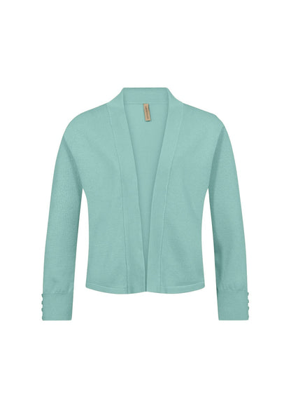 Lång Cardigan för Dam med Öppen Front i Turkos – Viskosnylonblandning, Långa Ärmar, Normal Passform 4