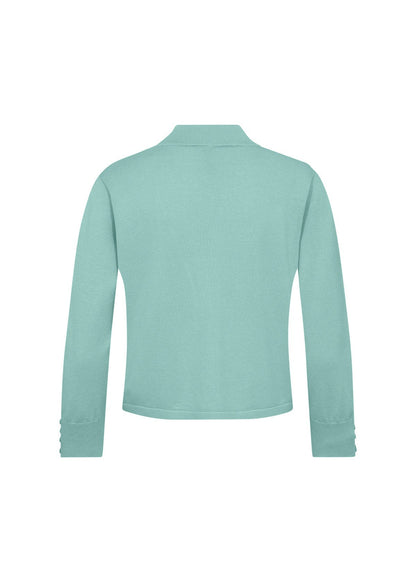 Lång Cardigan för Dam med Öppen Front i Turkos – Viskosnylonblandning, Långa Ärmar, Normal Passform 3