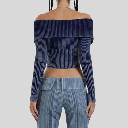 Dam Kofta Axelfri Rippad Med Dragkedja 100% Akryl-4