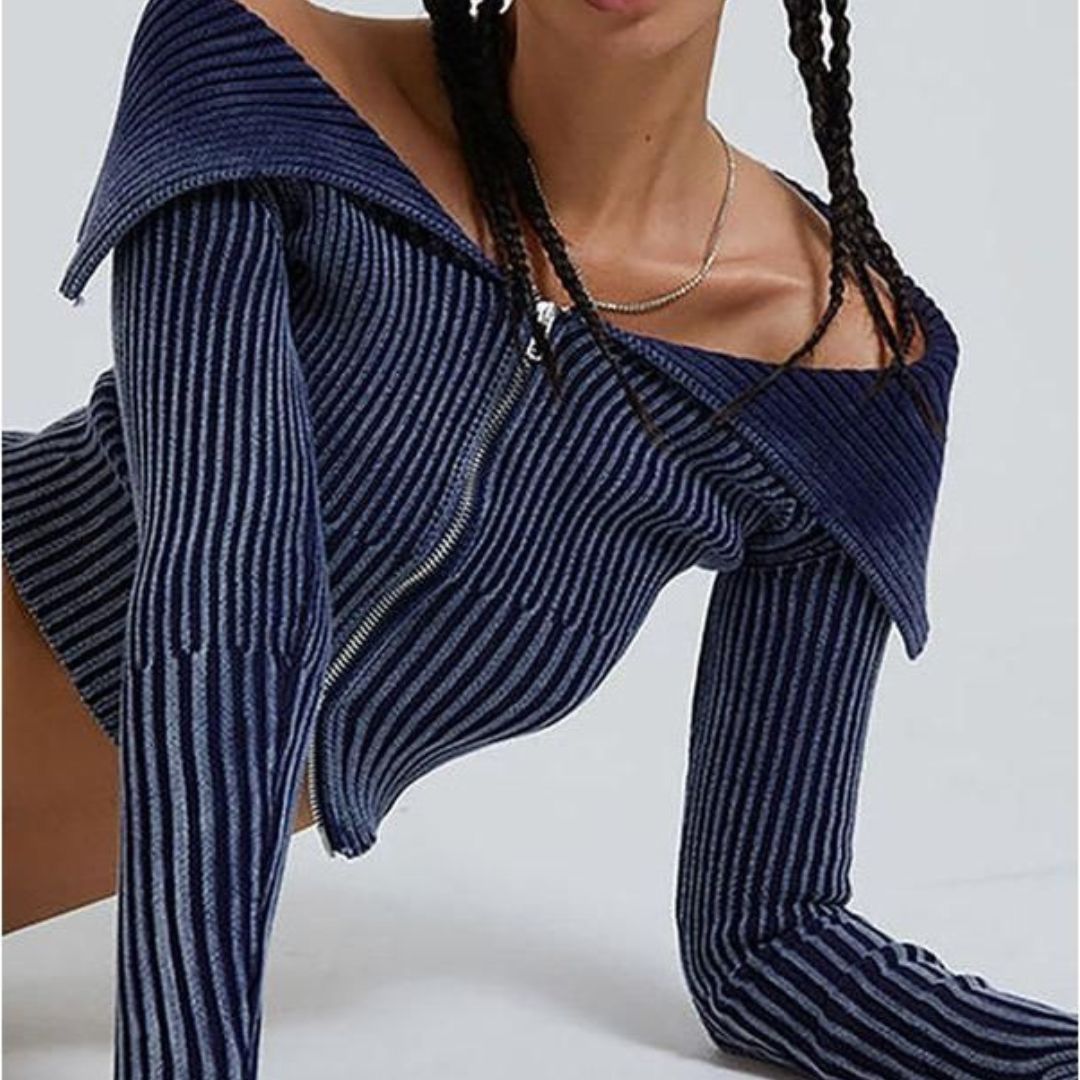 Dam Kofta Axelfri Rippad Med Dragkedja 100% Akryl-3