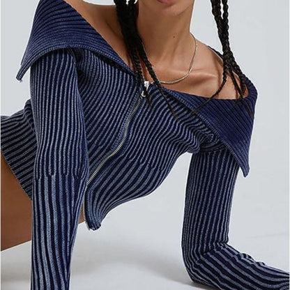 Dam Kofta Axelfri Rippad Med Dragkedja 100% Akryl-3