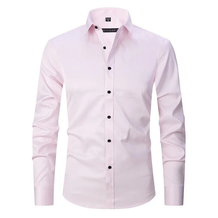 Herrskjorta Stretch Slim Fit i 3D-Vävt Polyester – Andningsbar och Rynkfri, Perfekt för Vardags och Formella Tillfällen 15