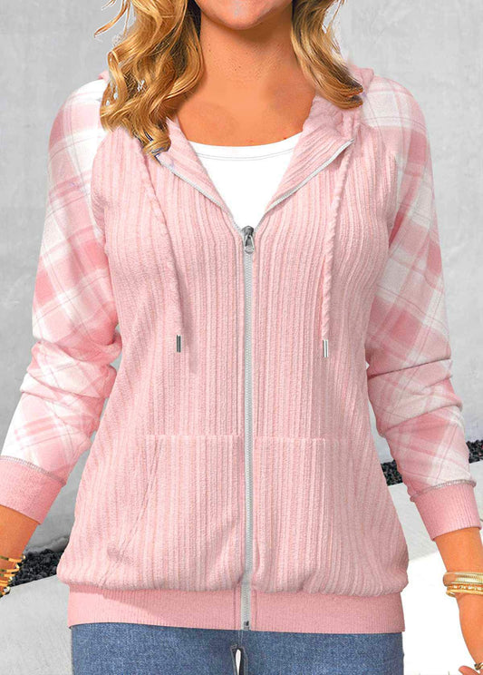 Dam Hoodie Lapptäcke Karomönster Mjuk Tyg 1