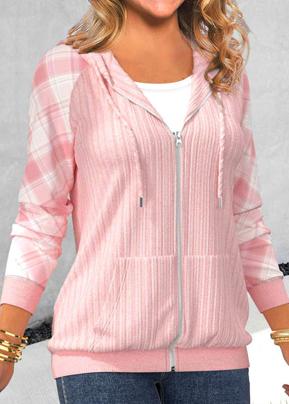 Dam Hoodie Lapptäcke Karomönster Mjuk Tyg 4
